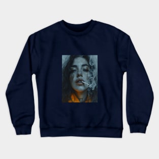 vintage abstract portrait of woman smoking Crewneck Sweatshirt